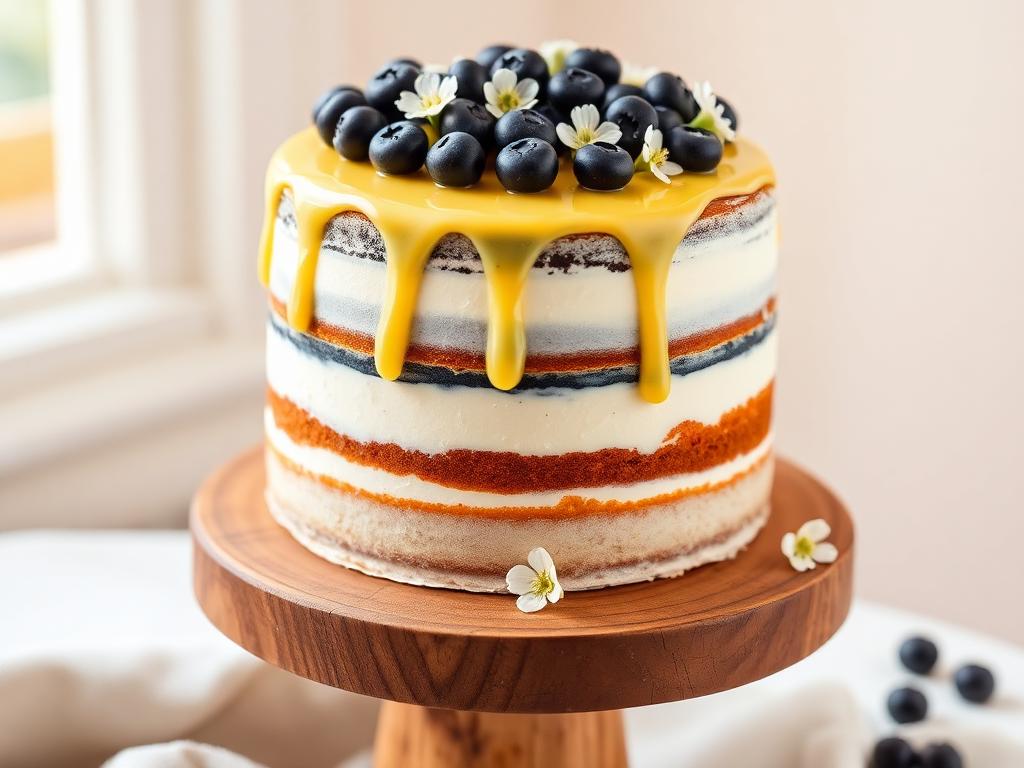 Naked cake de blueberry com lemon curd
